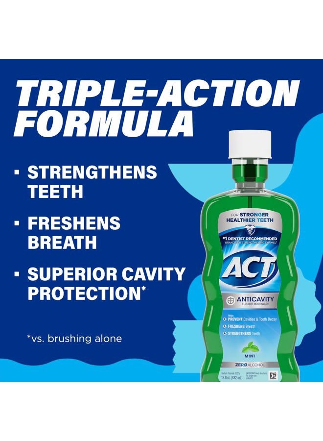 ACT Anticavity Zero Alcohol Fluoride Mouthwash 18 fl. oz., With Accurate Dosing Cup, Mint - Image 4