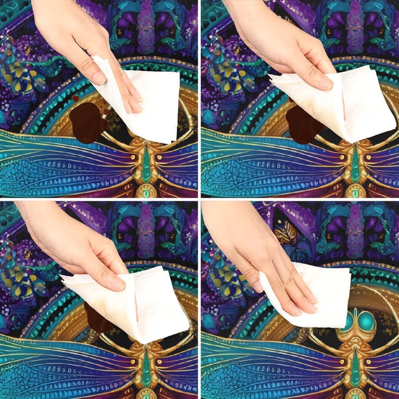 Dragonfly Mandala Colored Square Fitted Tablecloth Waterproof Elastic Card Table Cover Stretch Wipeable Polyester Square Table Protector For Dining Kitchen Home Outdoor Picnic Decor,34x34inch - Image 5