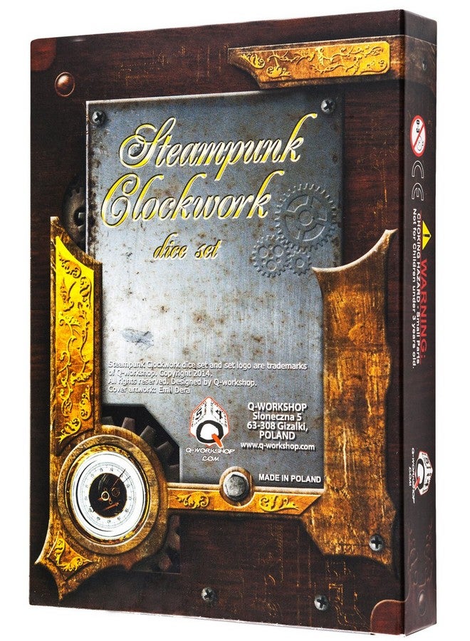 Q WORKSHOP مجموعة نرد Q-Workshop ستيمبانك كلوك وورك كراميل وأبيض (7 قطع) - Image 3