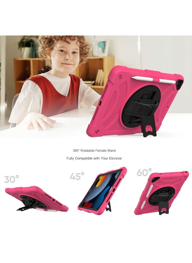 NIBEMINENT Case for ipad 9th/8th/7th Generation 10.2'' Heavy Duty Screen Protector 360° Rotating Stand Handle Pencil Holder Shockproof Drop Protection Shoulder/Hand Strap Durable Kids-Friendly  - Image 2