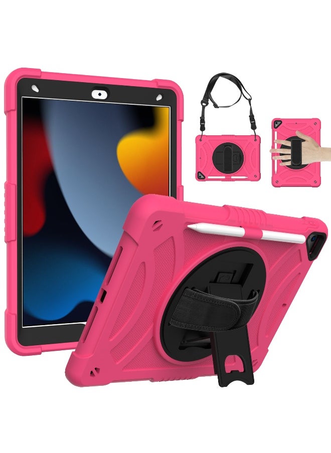 NIBEMINENT Case for ipad 9th/8th/7th Generation 10.2'' Heavy Duty Screen Protector 360° Rotating Stand Handle Pencil Holder Shockproof Drop Protection Shoulder/Hand Strap Durable Kids-Friendly  - Image 1