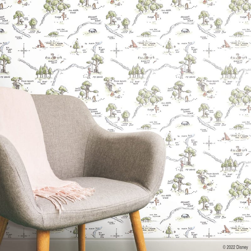RoomMates Disney Winnie The Pooh 100 Acre Wood Map Peel Stick Wallpaper RMK12440RL - Image 2