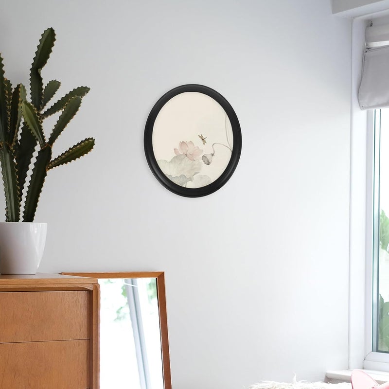 GALPADA Oval Wood Picture Frame 12-inch Black Solid Wood Poster Frame Hanging Photo Holder Wall Display for Home Decor - Image 5
