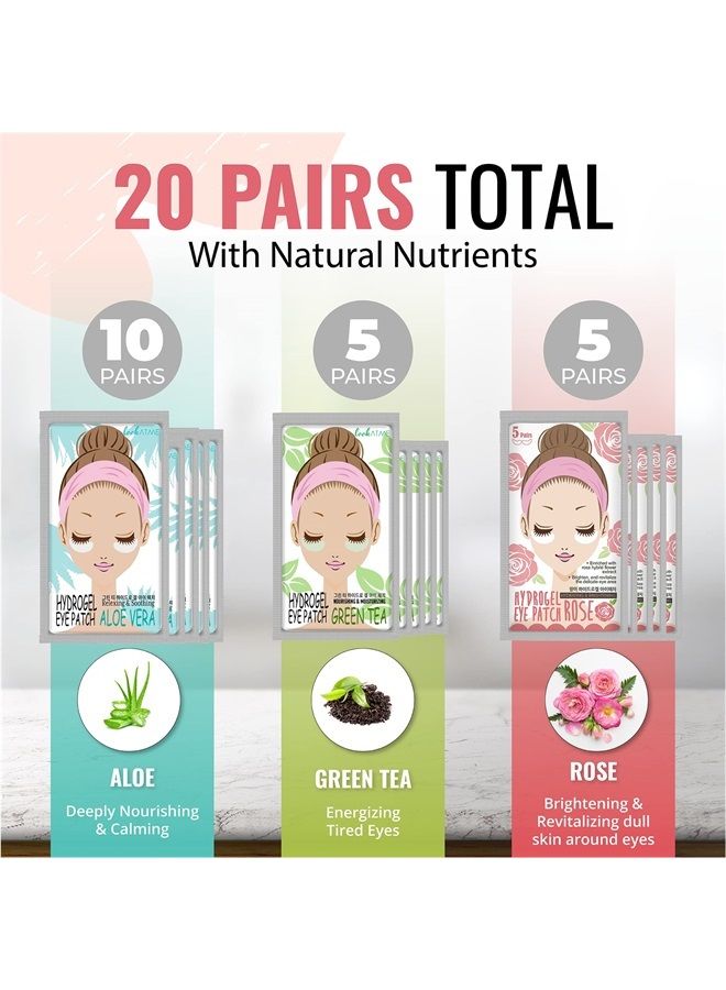 LOOKATME Eye Mask for Puffiness - Under Eye Patches for Dark Circles - Korean Under Eye Mask Patches for Puffy Eyes - Eye Gel Pads Depuffing Eye Brightener with Aloe Vera, Green Tea, Rose, Caffeine, Hydrogel & - Image 5