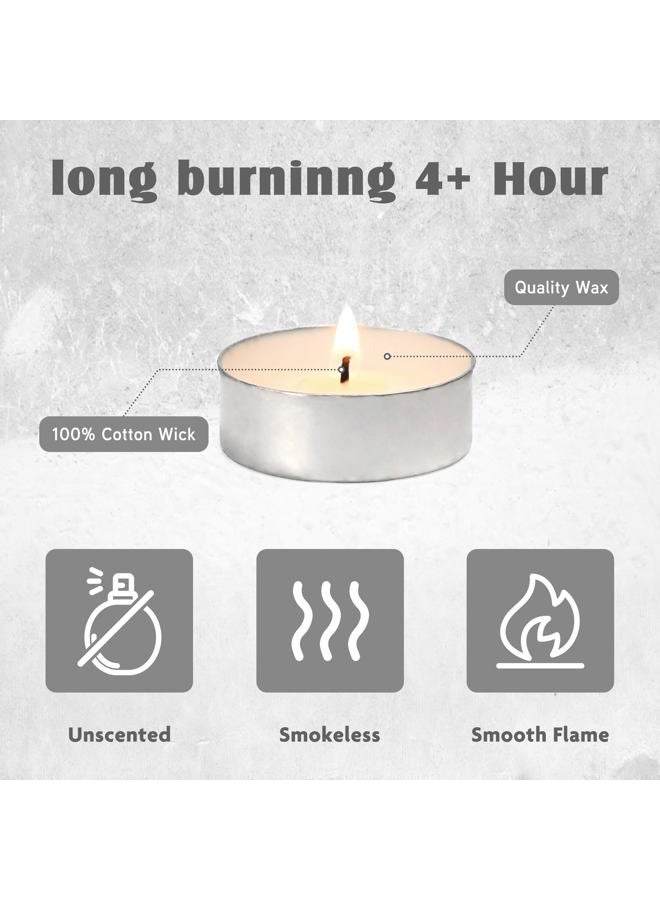 HILUMIDA Unscented Tealight Candles - 200 Pack 4 Hours Smokeless White Small Tea Candles for Weddings,Warmer Home Decor for Home - Image 4