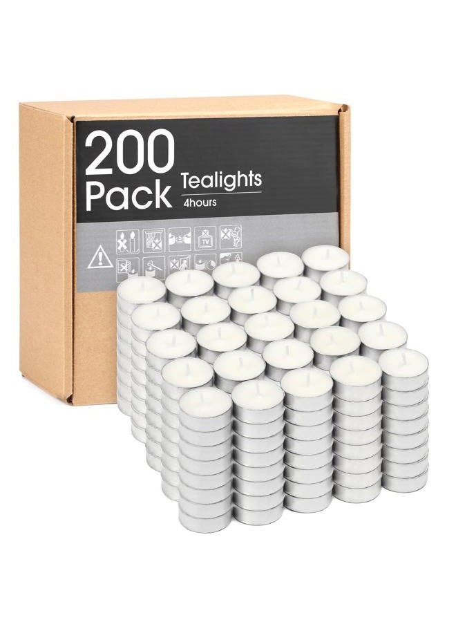 HILUMIDA Unscented Tealight Candles - 200 Pack 4 Hours Smokeless White Small Tea Candles for Weddings,Warmer Home Decor for Home - Image 1