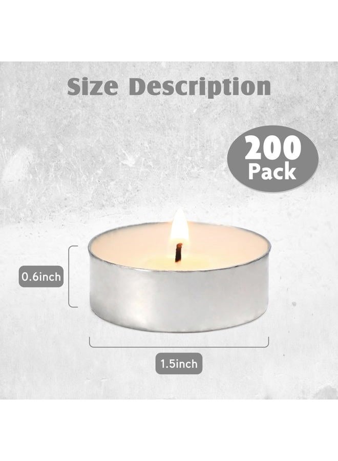 HILUMIDA Unscented Tealight Candles - 200 Pack 4 Hours Smokeless White Small Tea Candles for Weddings,Warmer Home Decor for Home - Image 2