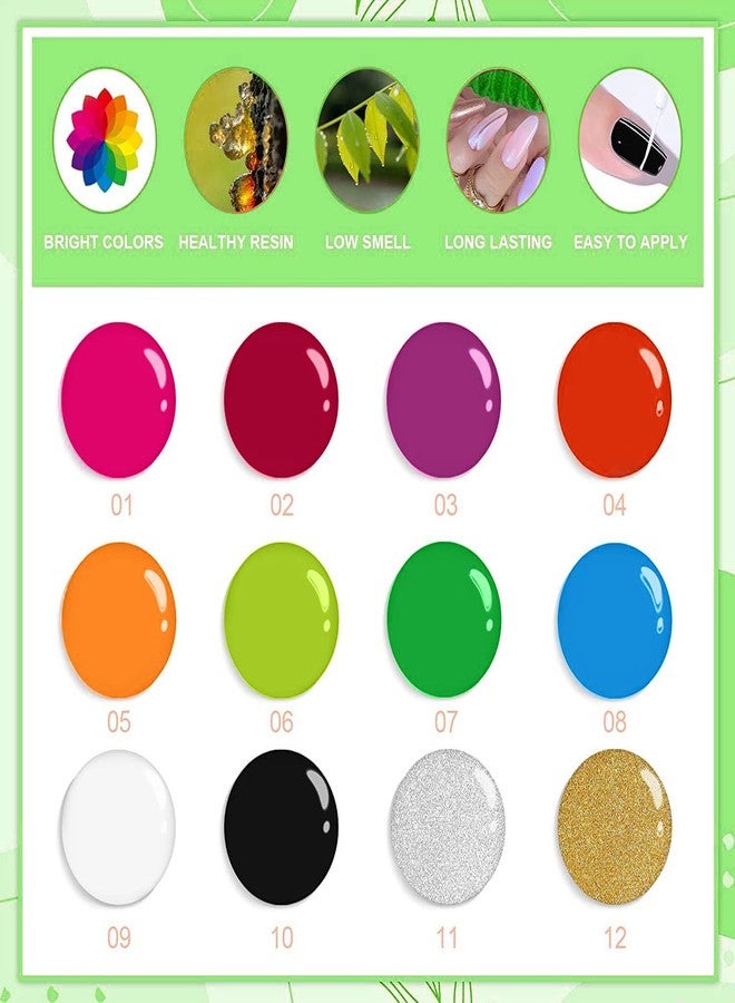 SULLMAR 12 Color Gel Nail Polish Liner Set Suitable for Creative Nail Design and Professional Nail Art Gel Liner for Stylish Nails - Image 4