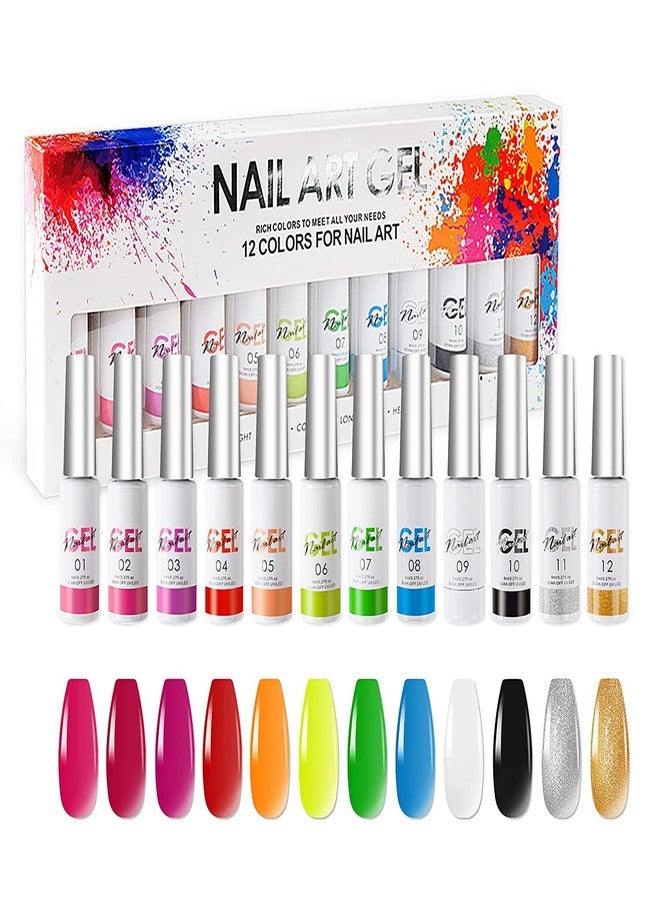 SULLMAR 12 Color Gel Nail Polish Liner Set Suitable for Creative Nail Design and Professional Nail Art Gel Liner for Stylish Nails - Image 1