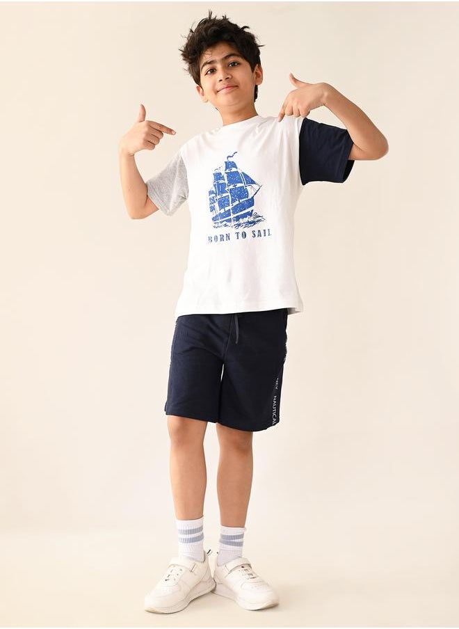 LILPICKS - Boat Printed T-shirt with Drawstring Short Set - Image 1