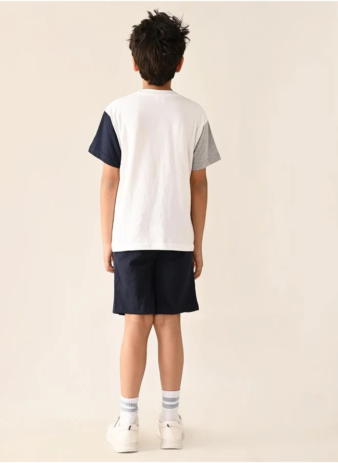 ليلك Boat Printed T-shirt with Drawstring Short Set