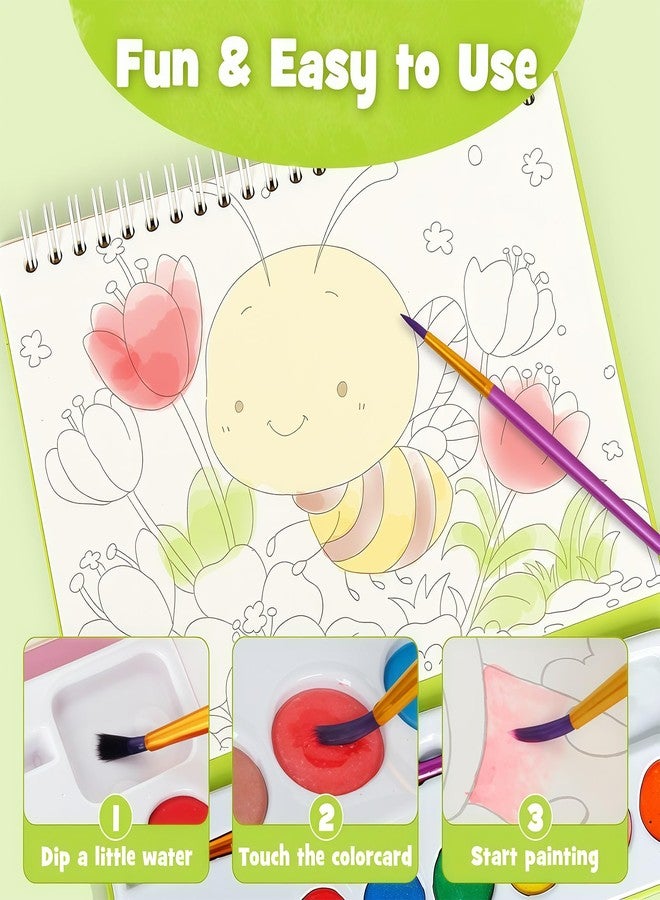 JCREN Paint with Water Books for Kids, Watercolor Coloring Book Mess Free Watercolor Painting Set, Arts and Crafts Water Color Paint Kit Birthday Gifts for Kids Toddlers 3-5 Boys Girls(Animal) - Image 4