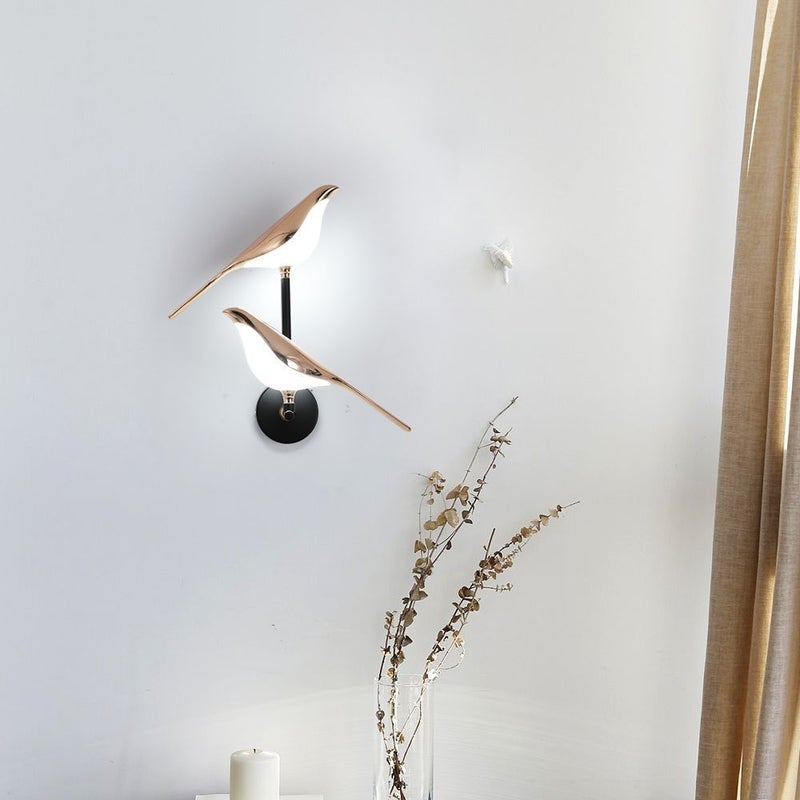 Wall Sconce with Rotating Bird, Black & Gold, LED - Image 5