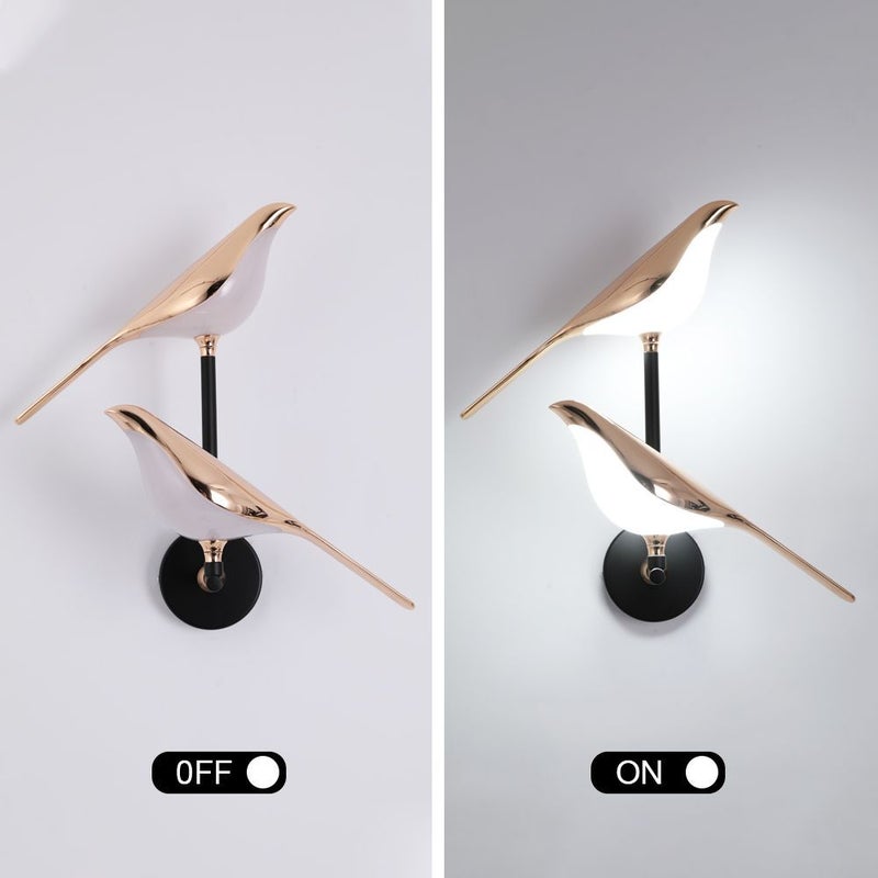 Wall Sconce with Rotating Bird, Black & Gold, LED - Image 2