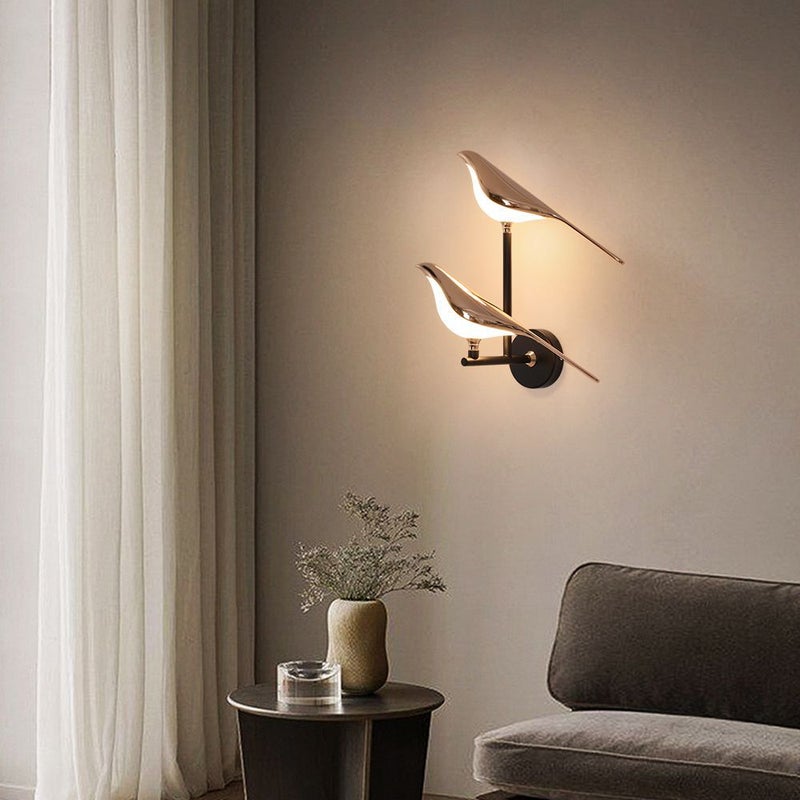Wall Sconce with Rotating Bird, Black & Gold, LED - Image 4