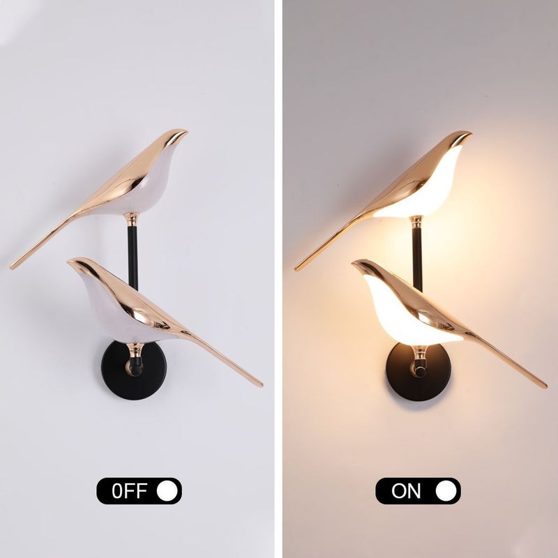 Wall Sconce with Rotating Bird, Black & Gold, LED - Image 3