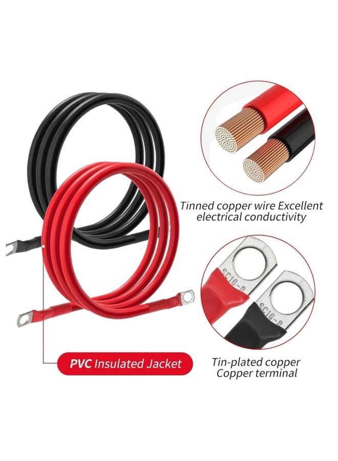6AWG - زوجان من كابل بطارية SC16 8 بطول 3 أقدام للقوارب البحرية والمركبات الترفيهية والسيارات - Image 4