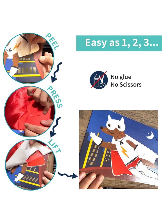 CHALK AND CHUCKLES Paper Art And Craft Kit; Fabulous Foil Art; Gift For Boys; Girls Age 4-9 Year Old; Create 12 Superhero Animals Theme Pictures; Creative Toys For Kids, Multicolor - Image 5