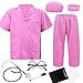ZZIHAN Kids Doctor Costume Pink Medical Scrubs Outfit with Stethoscope Mask Cap Glassesfor Halloween Career Day Pretend Play Nurse Dentist Vet DressUp for Toddler Boys Girls 34T - Image 3