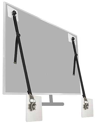xicveiuz 6 Pcs No-Drill Flat Screen TV Safety Straps, Adhesive and Adjustable Anti-Tip Furniture Anchor Kit for Baby Proofing - Image 1