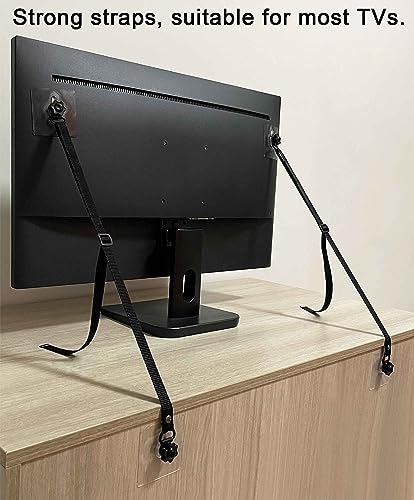 xicveiuz 6 Pcs No-Drill Flat Screen TV Safety Straps, Adhesive and Adjustable Anti-Tip Furniture Anchor Kit for Baby Proofing - Image 2