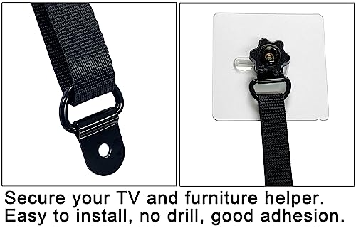 xicveiuz 6 Pcs No-Drill Flat Screen TV Safety Straps, Adhesive and Adjustable Anti-Tip Furniture Anchor Kit for Baby Proofing - Image 5