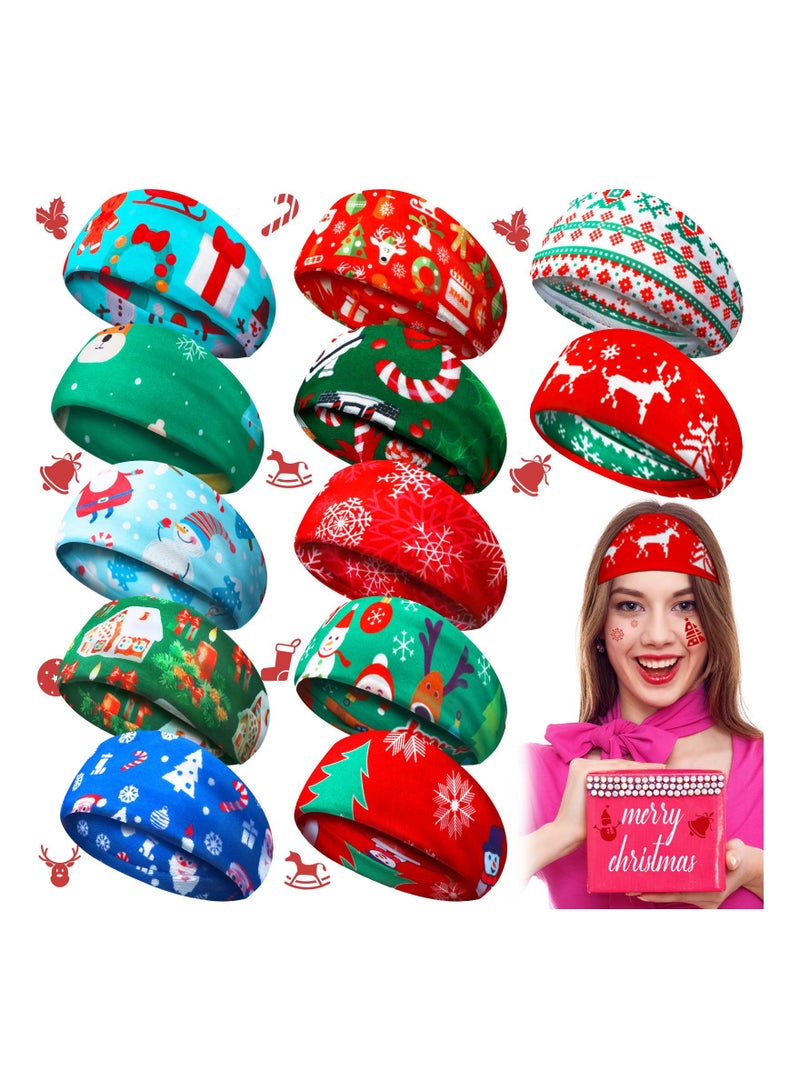 12 Pieces Twisted Headbands Snowflake Elastic Turban Headband Multi-style Headband  Tree Non Slip Hair Accessories Wide Knot Hair Bands Headwrap for Women Girls ( Pattern) - Image 1