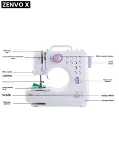 zenvo X Electric Sewing Machine, 12-Needle Two-Way Household Portable Sewing Machine for Sewing, Overlocking, and Buttonholes  - Image 4