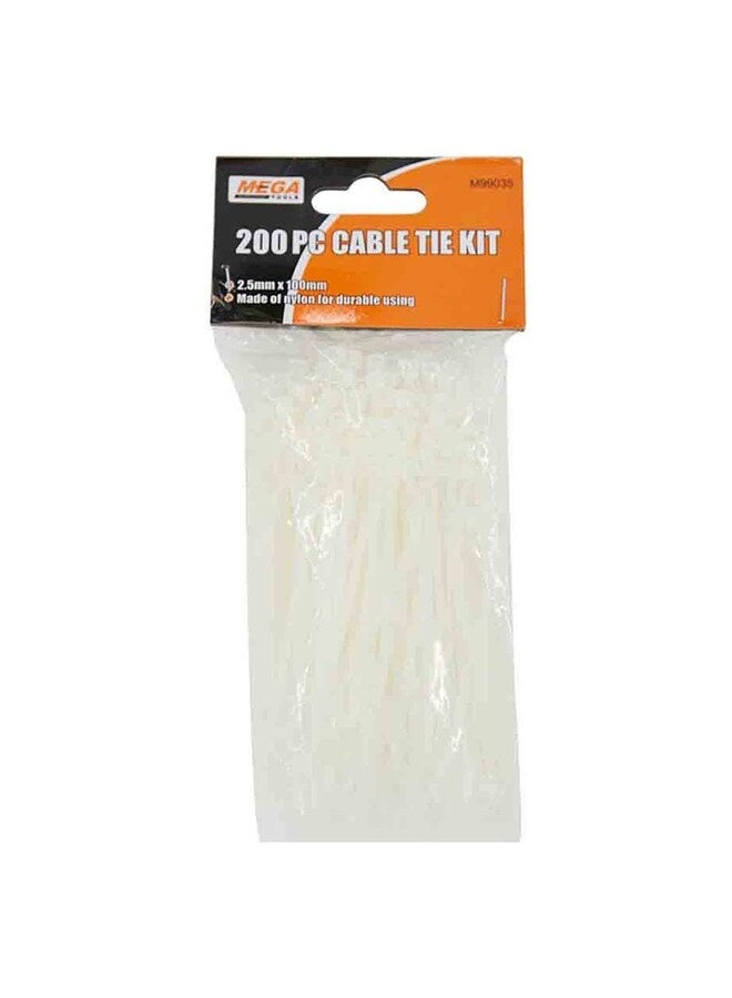 Mega Cable Tie 99035 White 2.5mm 200