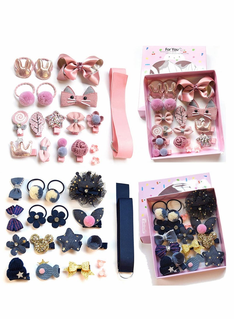 Excefore Baby Girls Hair Accessory Set with Gift Box, 36 Pack Baby Girls Hair Clips Hair Bows, Elastic Hair Bobbles Hair Accessories Ponytail Holder - Image 1