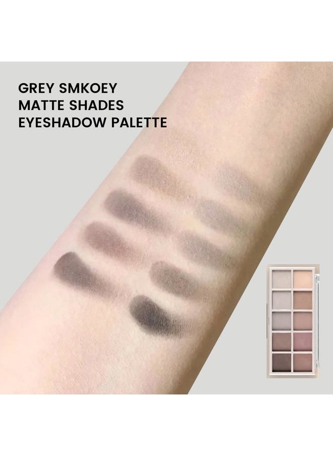 KYDA 10-Color Neutral Taupe Matte Eyeshadow Palette - High Pigmented Nude Brown & Smokey Grey Shades  - Image 4