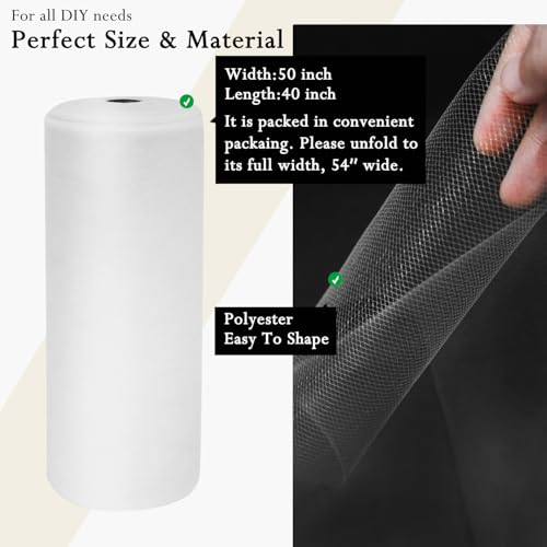 IONTACH White Tulle Fabric Rolls 54 Inch by 40 Yards Fabric Tulle Bolt for Wedding Christmas Decorations DIY White Tutu Baby Shower Table Skirt Ceiling Decor Birthday Party Craft Supplies - Image 2