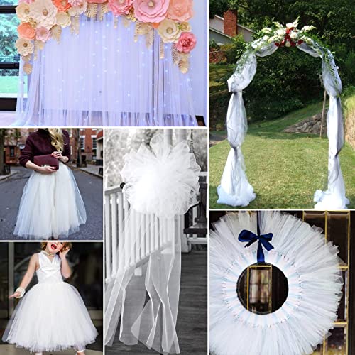 IONTACH White Tulle Fabric Rolls 54 Inch by 40 Yards Fabric Tulle Bolt for Wedding Christmas Decorations DIY White Tutu Baby Shower Table Skirt Ceiling Decor Birthday Party Craft Supplies - Image 5