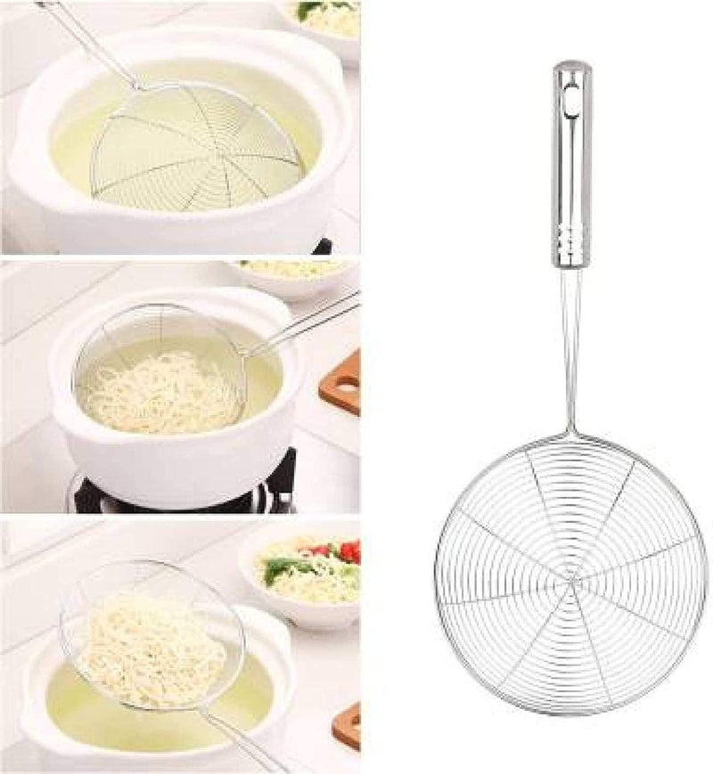 PUTHAK 14 Inch Stainless Steel Spider Strainer, 12 Inch Hand Blender Wire Whisk, 10.5 Inch Stainless Steel Basting/Serving Ladle/Kitchen Tools Combo of 3 - Image 4