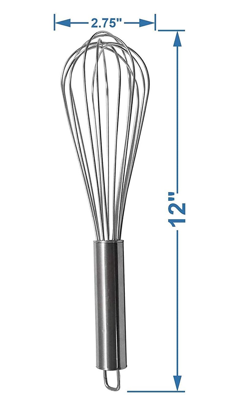 PUTHAK 14 Inch Stainless Steel Spider Strainer, 12 Inch Hand Blender Wire Whisk, 10.5 Inch Stainless Steel Basting/Serving Ladle/Kitchen Tools Combo of 3 - Image 3