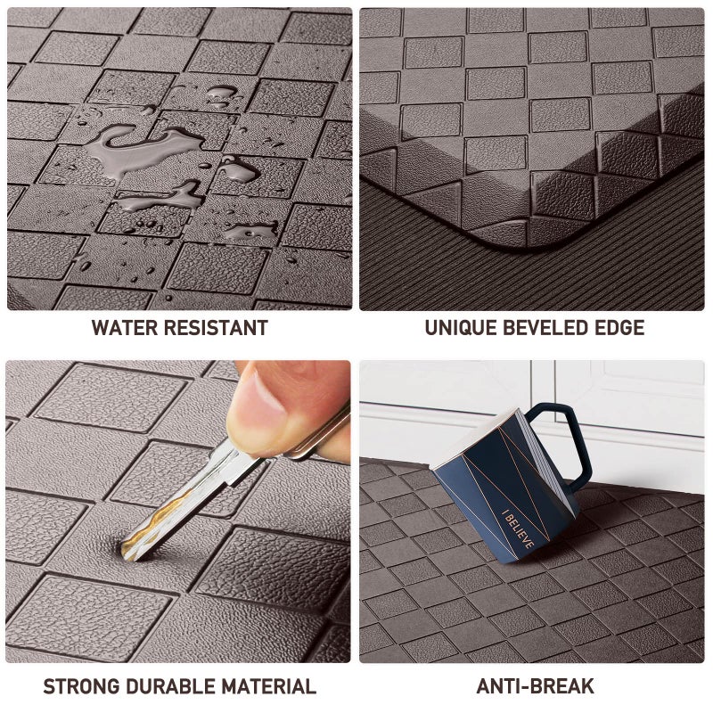 HappyTrends Cushioned Anti-Fatigue Rug,17.3"x28",Thick Waterproof Non-Slip Kitchen Mats Heavy Duty Ergonomic Comfort Rug for Kitchen,Floor,Office,Sink,Chocolate - Image 3