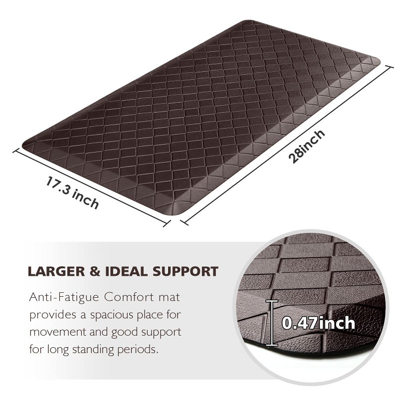 HappyTrends Cushioned Anti-Fatigue Rug,17.3"x28",Thick Waterproof Non-Slip Kitchen Mats Heavy Duty Ergonomic Comfort Rug for Kitchen,Floor,Office,Sink,Chocolate - Image 2