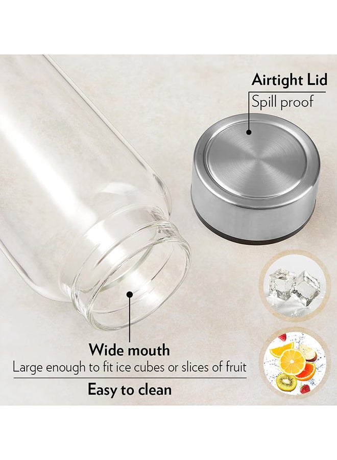 BOROSIL Neo Glass Bottle - Silver Ss Lid 550ml - Image 4