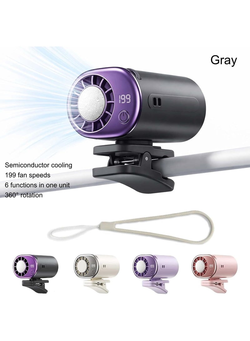 Car Clip On Air Conditioner Fan with Semiconductor Cooling - 199 Speed Levels, 360° Rotation, 6-in-1 Multifunctional Personal Fan for Umbrella, Stroller, Bike, Backpack, Desk & Outdoor Use - Image 1