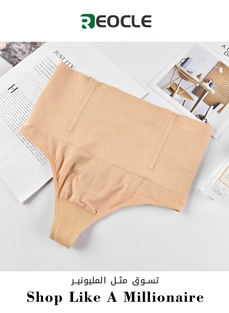 REOCLE Women's Underwear High Waist Cincher Girdle Tummy Control Thong Panty Slimmer Body Shaper Seamless Thongs - Image 1