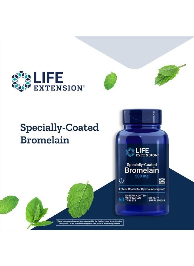 Life Extension - Specially-Coated Bromelain – Bromelain Proteolytic Enzyme Extract From Pineapple Supplement For Joint Health – Gluten-Free, Non-GMO, Vegetarian – 60 Enteric-Coated Tablets - Image 1