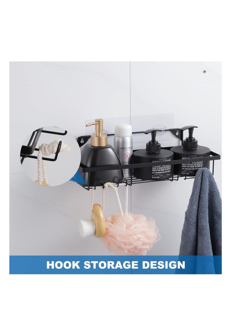 Rightsure - 5-Pack Shower Caddy, Adhesive Bathroom Organizer, No Drilling Wall Mounted, Large Capacity, Rustproof Stainless Steel Bathroom Shower Organizer With Hooks, Shower Shelf For Inside Shower Black - Image 1