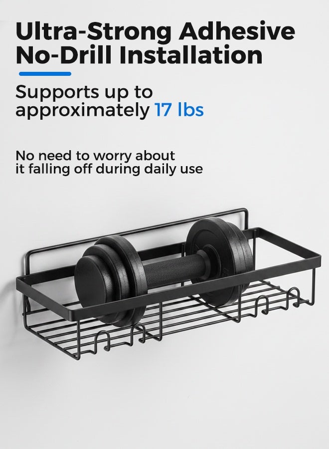 Arabayt 5-Pack Shower Caddy, Adhesive Bathroom Organizer, No Drilling Wall Mounted, Large Capacity, Rustproof Stainless Steel Bathroom Shower Organizer With Hooks, Shower Shelf For Inside Shower Black - Image 4