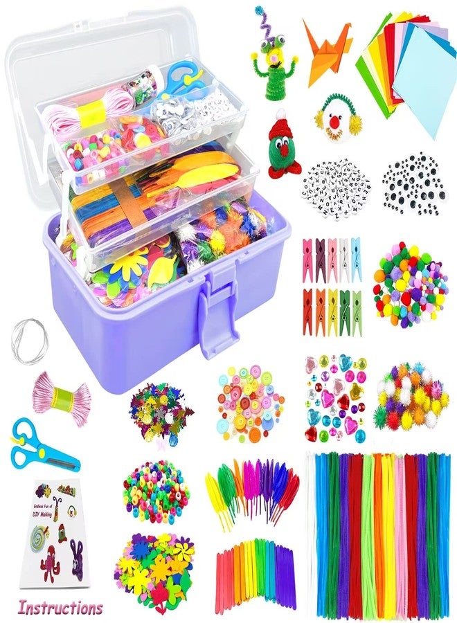 VLUSSO Arts and Crafts Supplies for Kids 1600Pcs DIY Craft Kits Art Supplies Materials Kids Crafts Set with Pipe Cleaners Craft Box Preschool Homeschool Toys Gift for Kids Boys and Girls Age 4 5 6 7 8 - Image 1