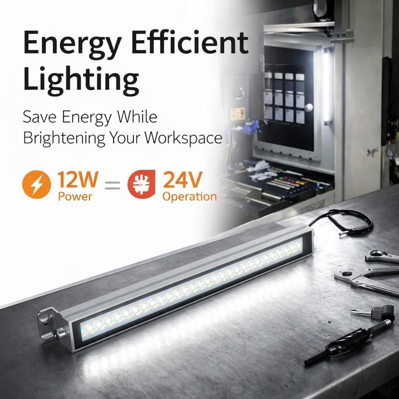 LED Working Light Tube, Industrial LED Tube Light, 24V 12W White Source - IP67 Waterproof, Explosion Proof, Durable for Machine Tool Use - Image 3