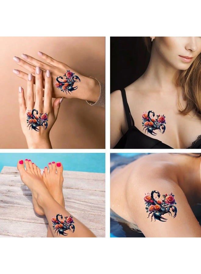 Dopetattoo تاتو مؤقت على شكل عقرب للرجال والنساء - تاتو مزيف للرقبة والذراع - 6 أوراق - Image 3