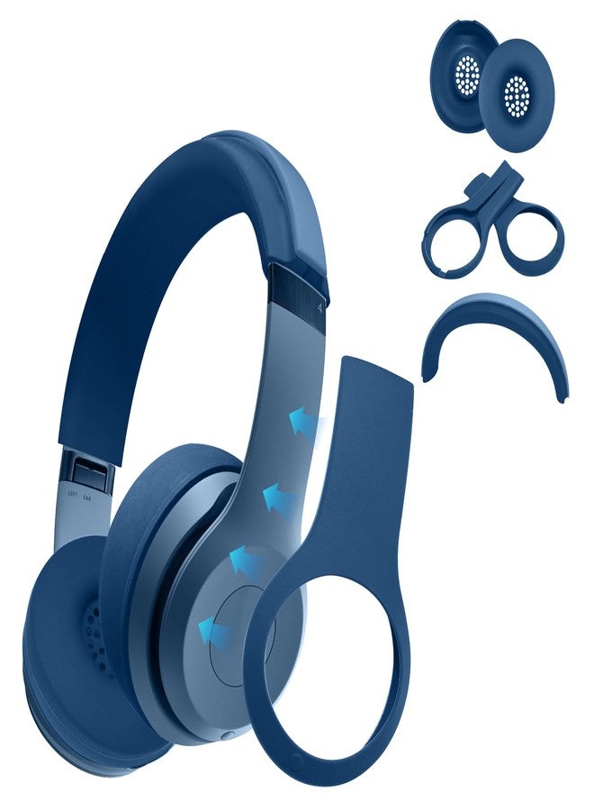 Adhiper 【3 in 1】 Solo 4 Silicone Case Cover Set,Anti-Scratch Ear Pad Cover/Shell Cover/Headband Cover for Beats Solo 4 Headphone,Solo4 Soft Silicone Protector Accessories(Blue) - Image 1