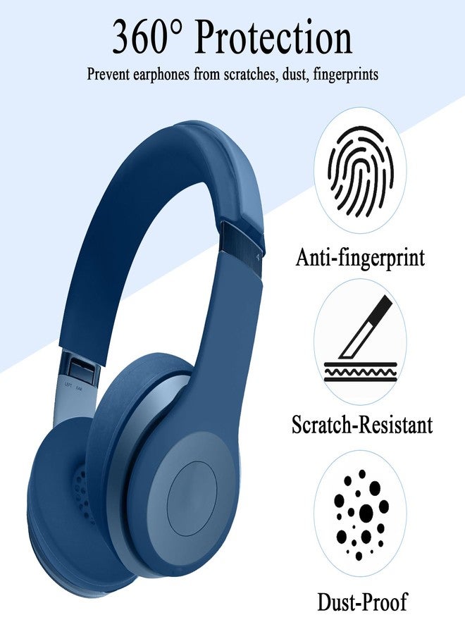 Adhiper 【3 in 1】 Solo 4 Silicone Case Cover Set,Anti-Scratch Ear Pad Cover/Shell Cover/Headband Cover for Beats Solo 4 Headphone,Solo4 Soft Silicone Protector Accessories(Blue) - Image 3