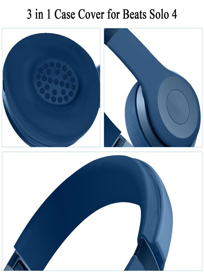Adhiper 【3 in 1】 Solo 4 Silicone Case Cover Set,Anti-Scratch Ear Pad Cover/Shell Cover/Headband Cover for Beats Solo 4 Headphone,Solo4 Soft Silicone Protector Accessories(Blue) - Image 4
