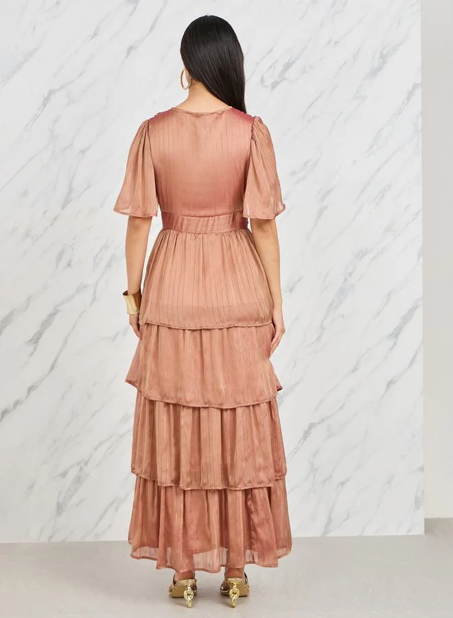 Styli Tiered Chiffon Dress